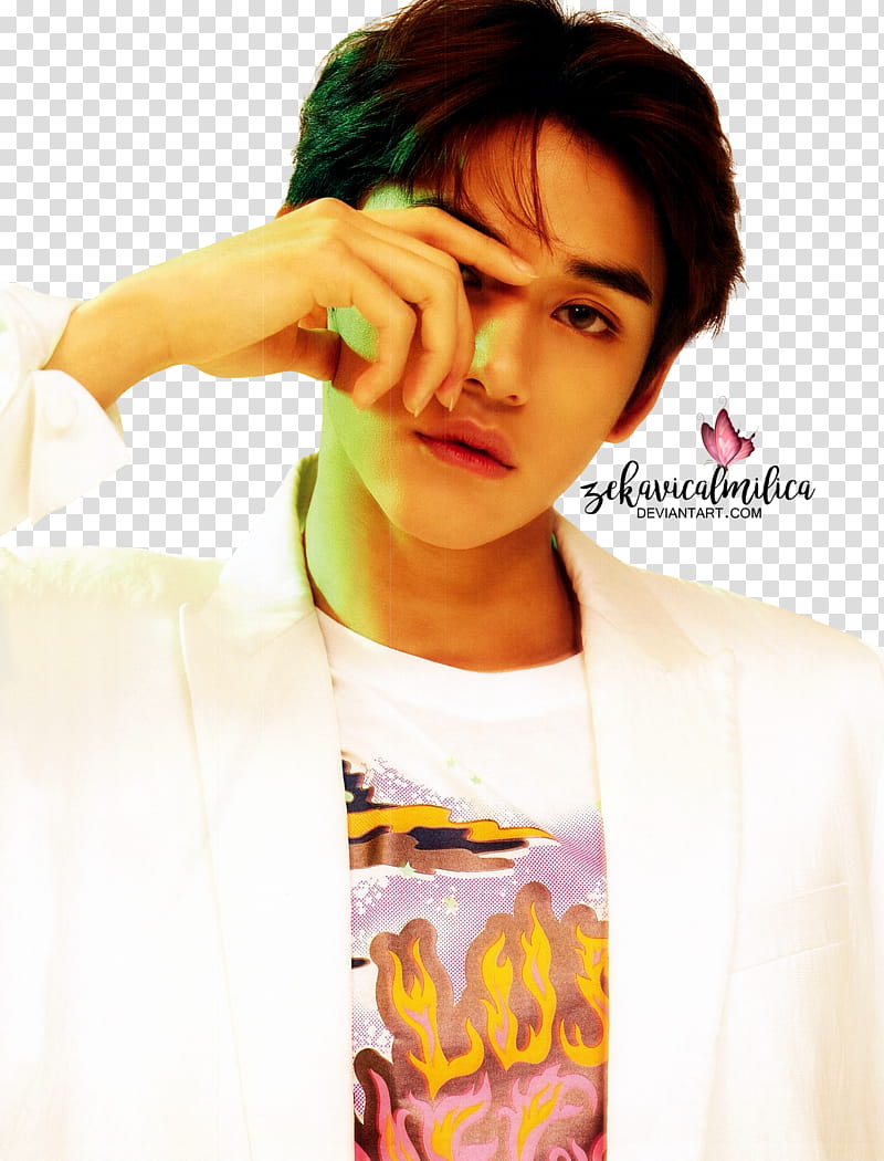 NCT Lucas DAZED, man wearing white top transparent background PNG clipart