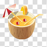 Summer , cocktail juice with straw and orange embellishment transparent background PNG clipart