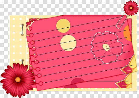 Notas, pink and yellow floral note graphic transparent background PNG clipart