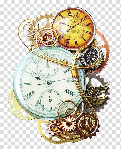 Clock Jewelry s, round gold-colored analog watch transparent background PNG clipart