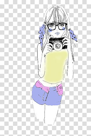 de, animated woman holding DSLR camera transparent background PNG clipart