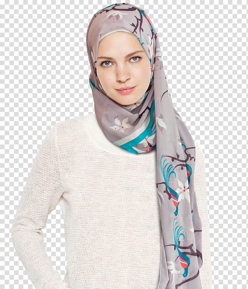 Light Blue, Hijab, Scarf, Headgear, Bead, Chiffon, Great Wave Off Kanagawa, Light transparent background PNG clipart