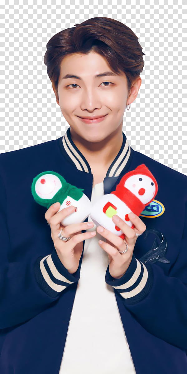 BTS BTS X LG MERRY CHRISTMAS, Kim Namjoon in blue varsity jacket transparent background PNG clipart