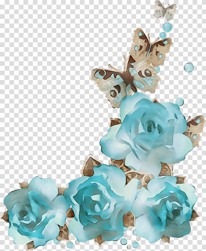 aqua blue turquoise teal turquoise, Watercolor, Paint, Wet Ink, Plant, Flower, Cut Flowers, Jewellery transparent background PNG clipart