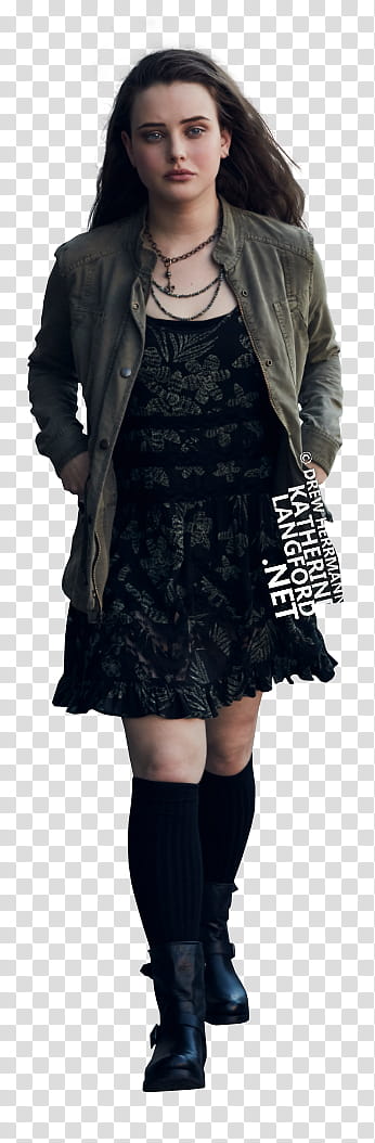 Katherine Langford, woman in grey jacket standing transparent background PNG clipart