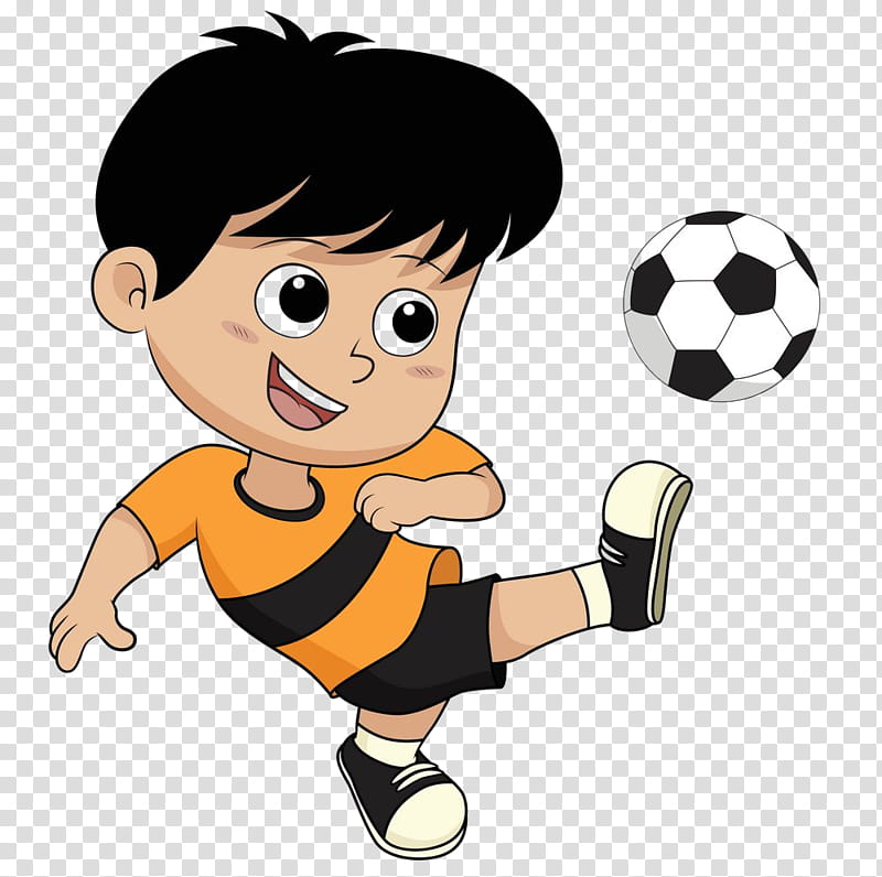 Cartoon Boy Playing Football Clip Art