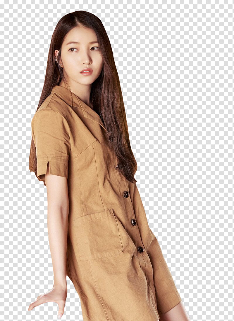 GFRIEND PARALLEL, woman wearing brown button-up romper transparent background PNG clipart