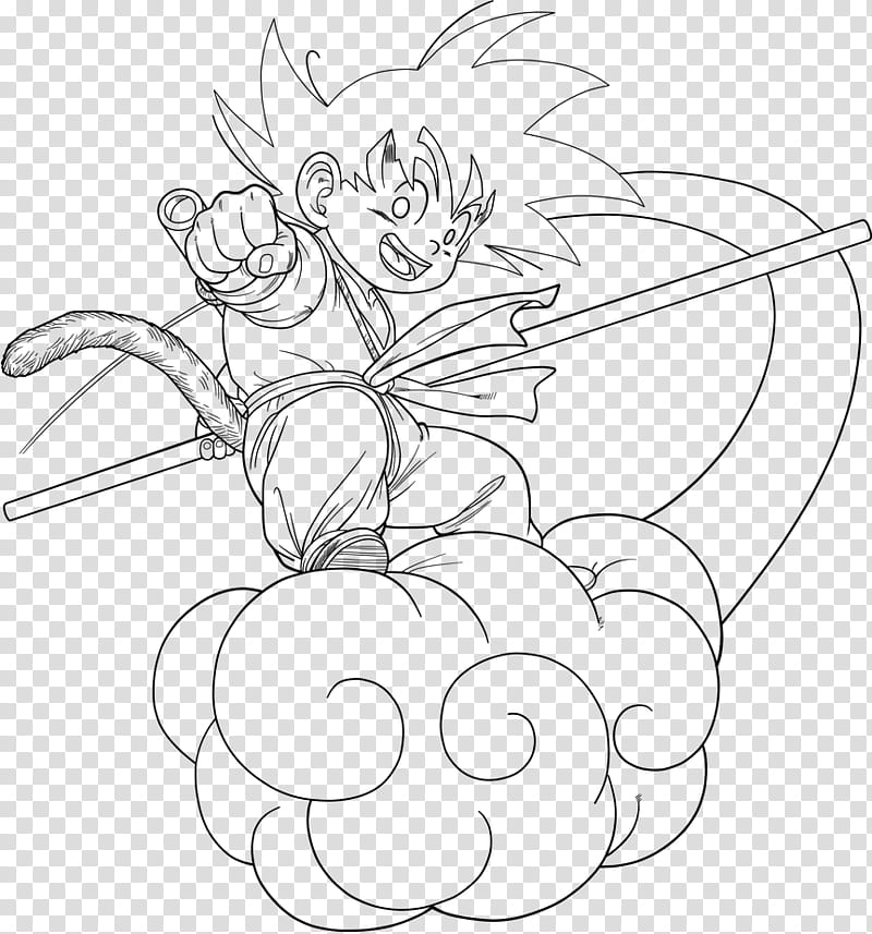 Dragon Ball, Kid Goku , Lineart transparent background PNG clipart