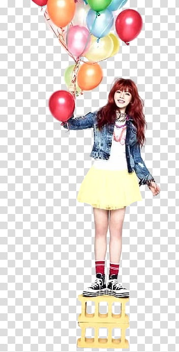 Juniel render, woman holding balloons transparent background PNG clipart