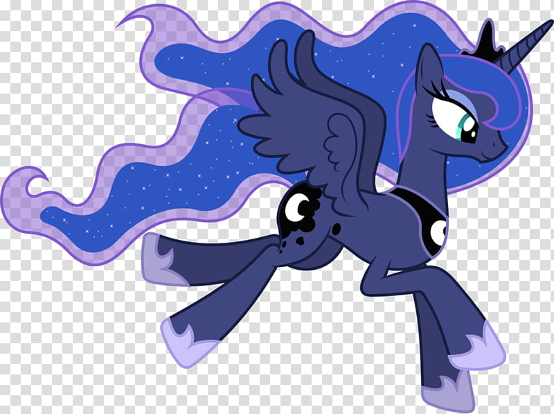 Princess Luna Flying, blue and purple winged unicorn illustration transparent background PNG clipart