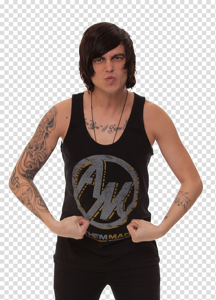 Kellin Quinn, man wearing black tank top transparent background PNG clipart