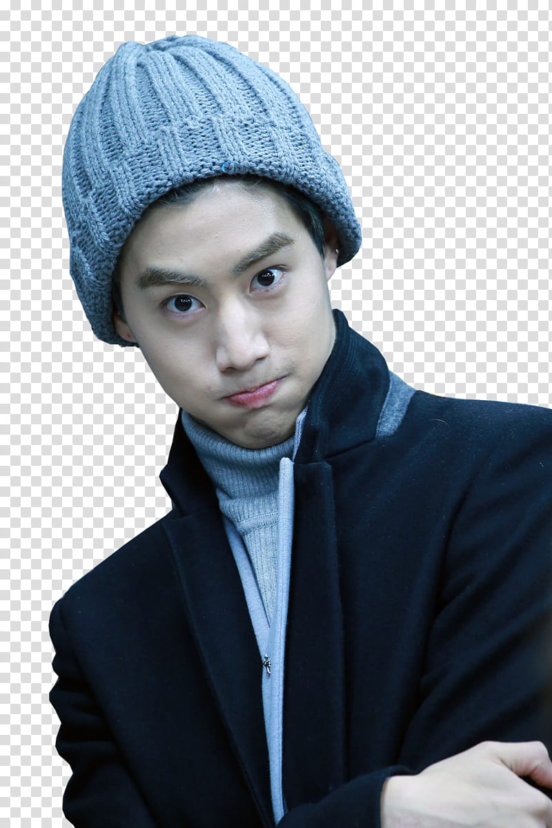 Mark Tuan GOT, man wearing black jacket with grey knit cap transparent background PNG clipart