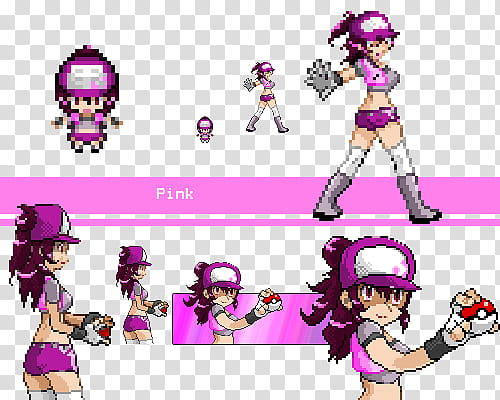 Pink BW sprites, Pokemon character illustration transparent background PNG clipart