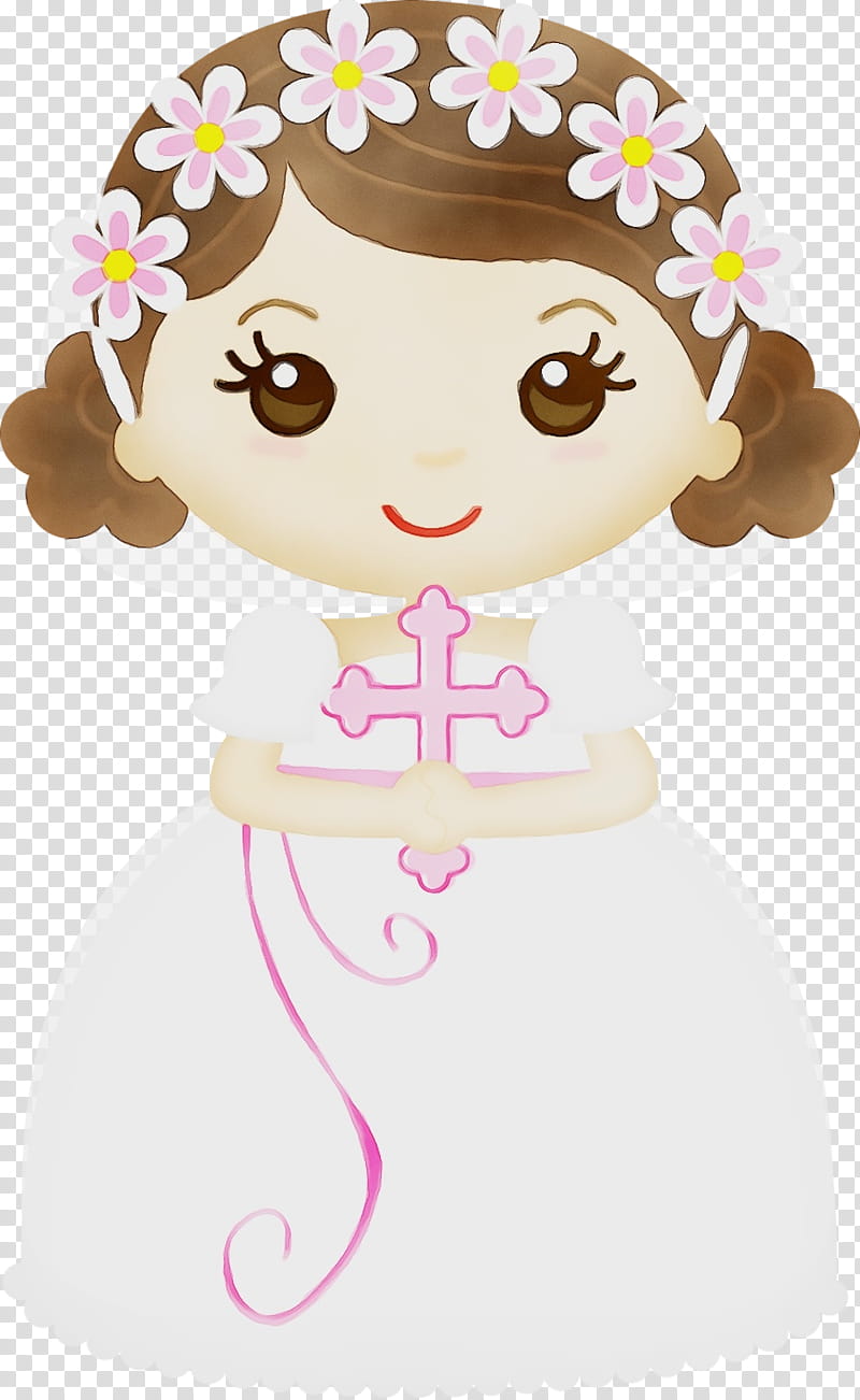 Girl, Watercolor, Paint, Wet Ink, First Communion, Eucharist, Child, Drawing transparent background PNG clipart