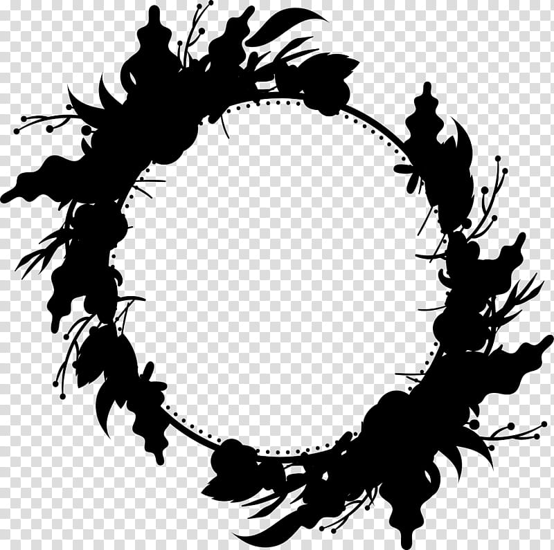 Circle Silhouette, Computer, Line, Wreath, Plant, Blackandwhite transparent background PNG clipart