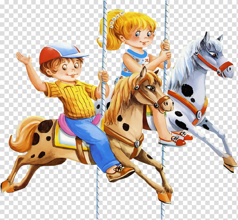 amusement ride carousel cartoon animal figure recreation, Cartoon Girl And Boy, Amusement Park, Fun, Horse transparent background PNG clipart