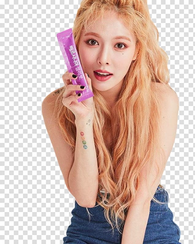 HyunA GRN, woman holding pink soft-tube transparent background PNG clipart