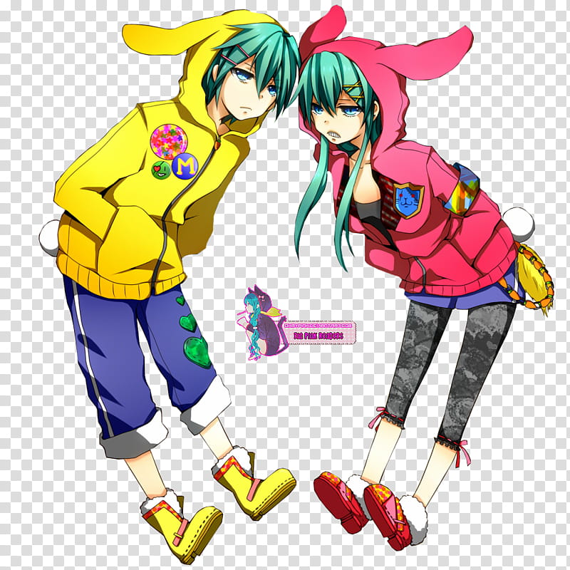 Miku Mikuo Bunny Render, green-haired man in yellow full-zip hoodie illustration transparent background PNG clipart