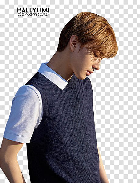 Jungwoo, man in black vest transparent background PNG clipart