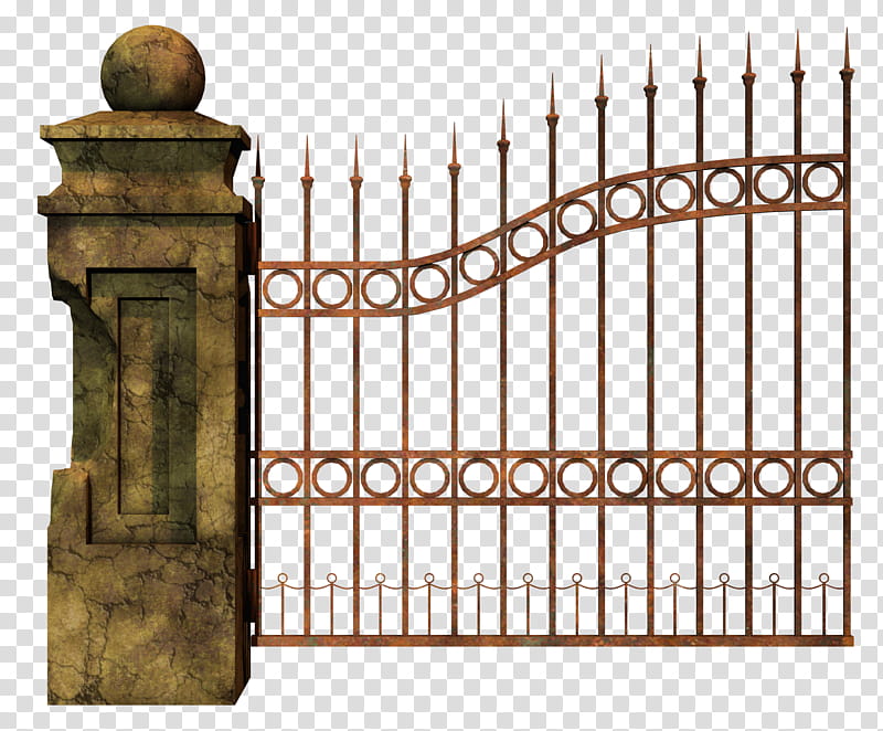 Graveyard Gate Left , brown metal gate transparent background PNG clipart