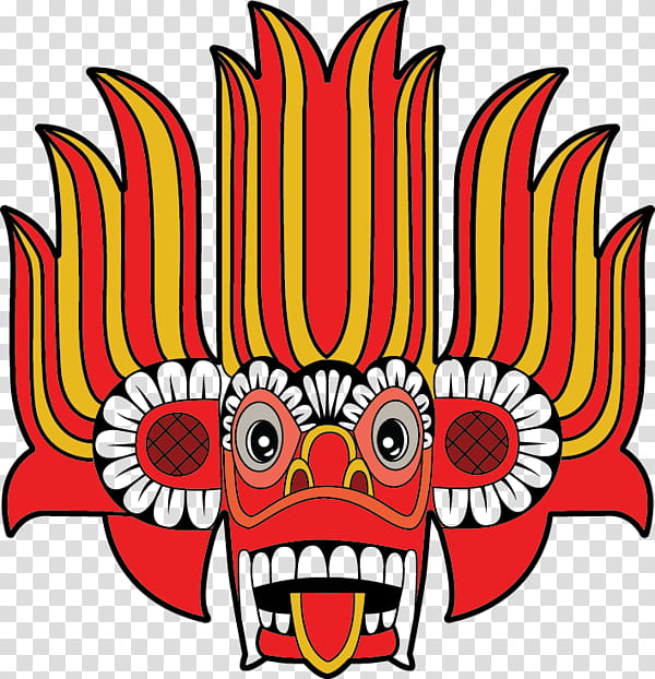 Sri Lankan Yaka Mask, red and white mask transparent background PNG clipart