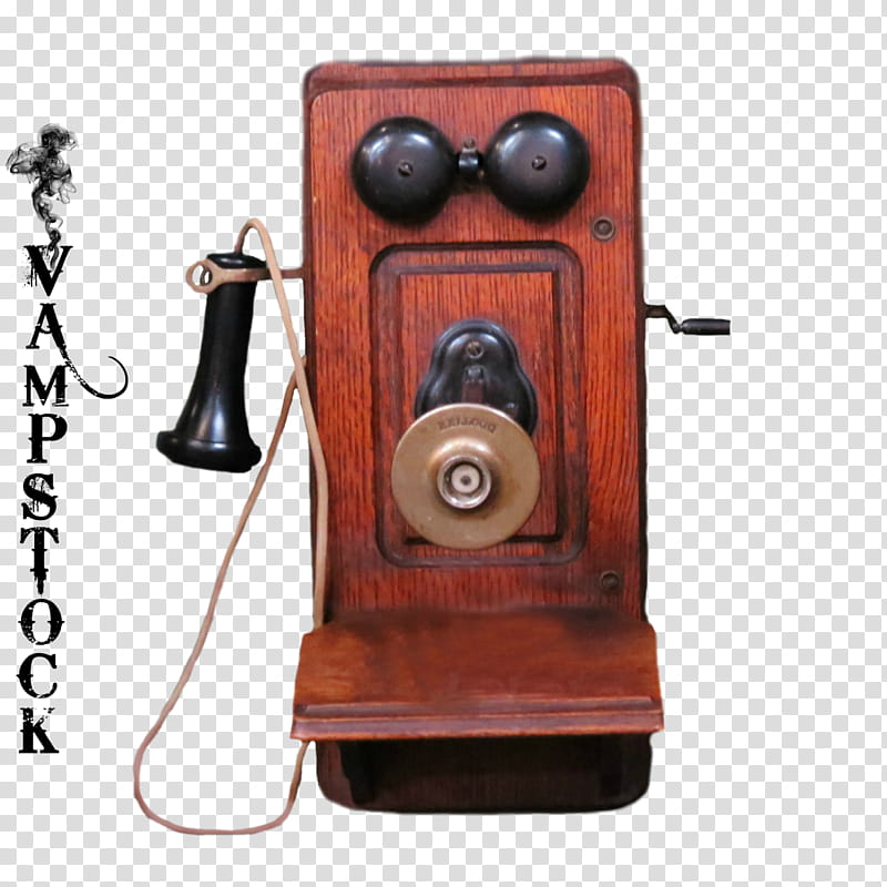Old Phone  Vamp, vintage brown telephone transparent background PNG clipart