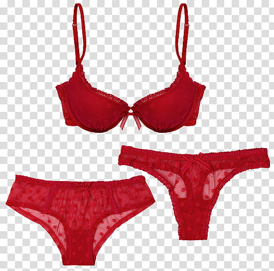Women's red bra and underwear transparent background PNG clipart