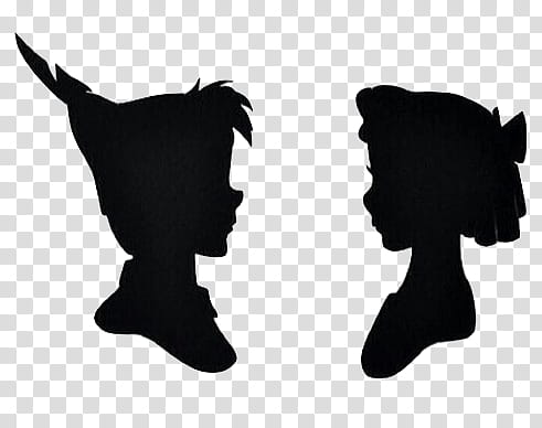 Peter Pan and Wendy silhoeuttes transparent background PNG clipart