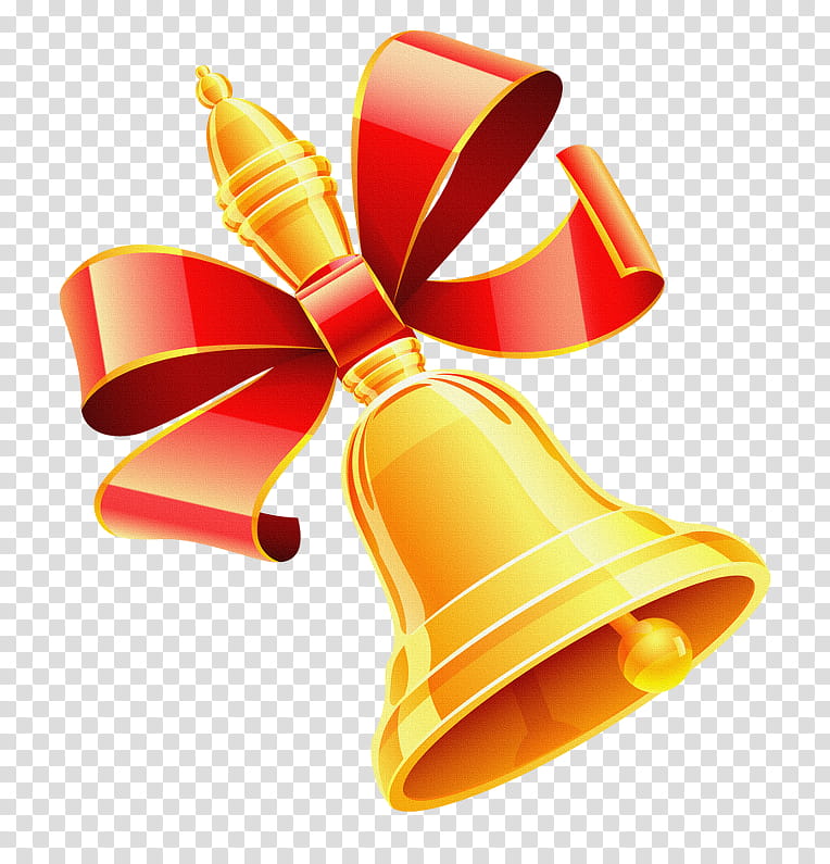 Christmas Bell, Christmas Day, Animation, Yellow, Orange, Ribbon, Handbell, Musical Instrument transparent background PNG clipart