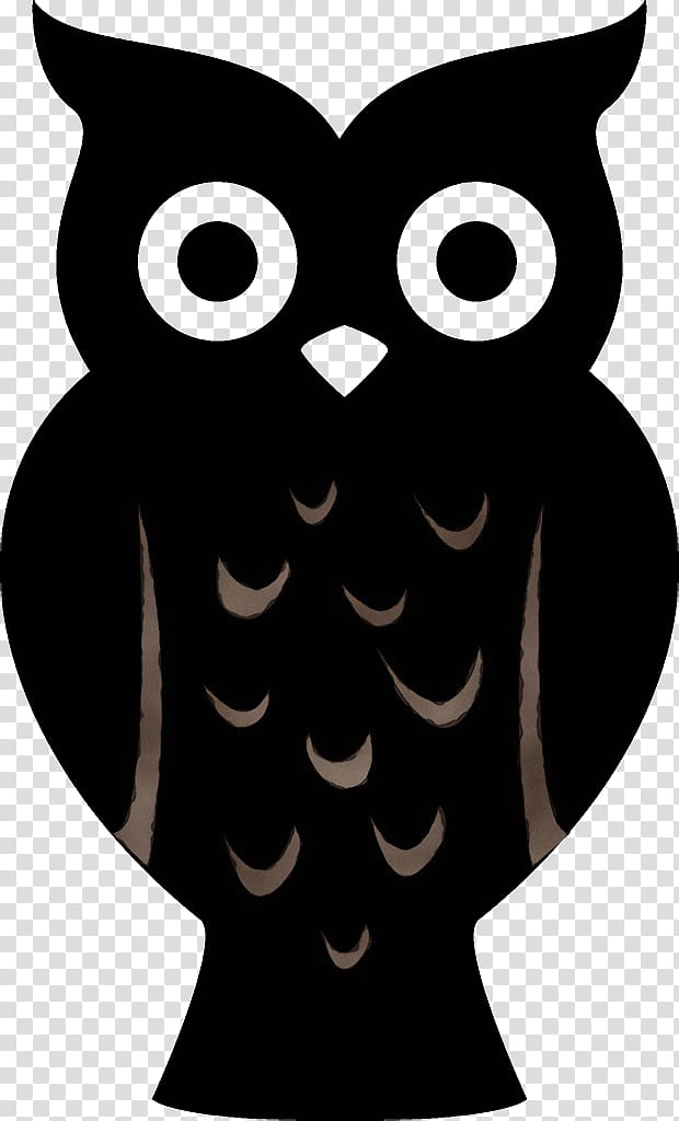 owl bird of prey cartoon bird black-and-white, Watercolor, Paint, Wet Ink, Blackandwhite, Eastern Screech Owl, Cat transparent background PNG clipart