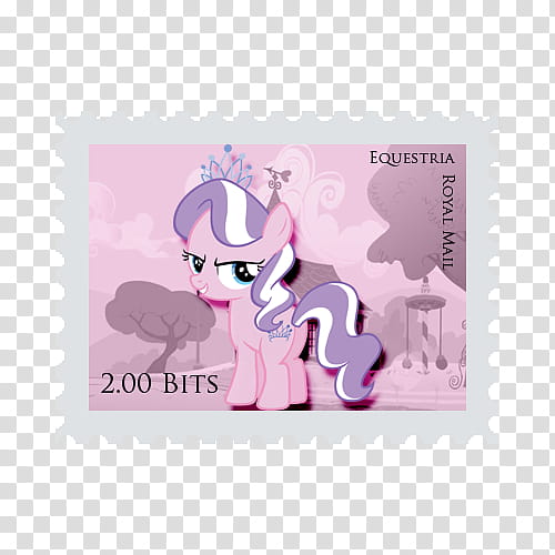 Pony Stamps , My Little Pony pink and purple Royal Mail . Bits stamp transparent background PNG clipart