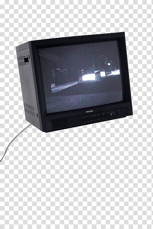 Full, black CRT TV turned on transparent background PNG clipart