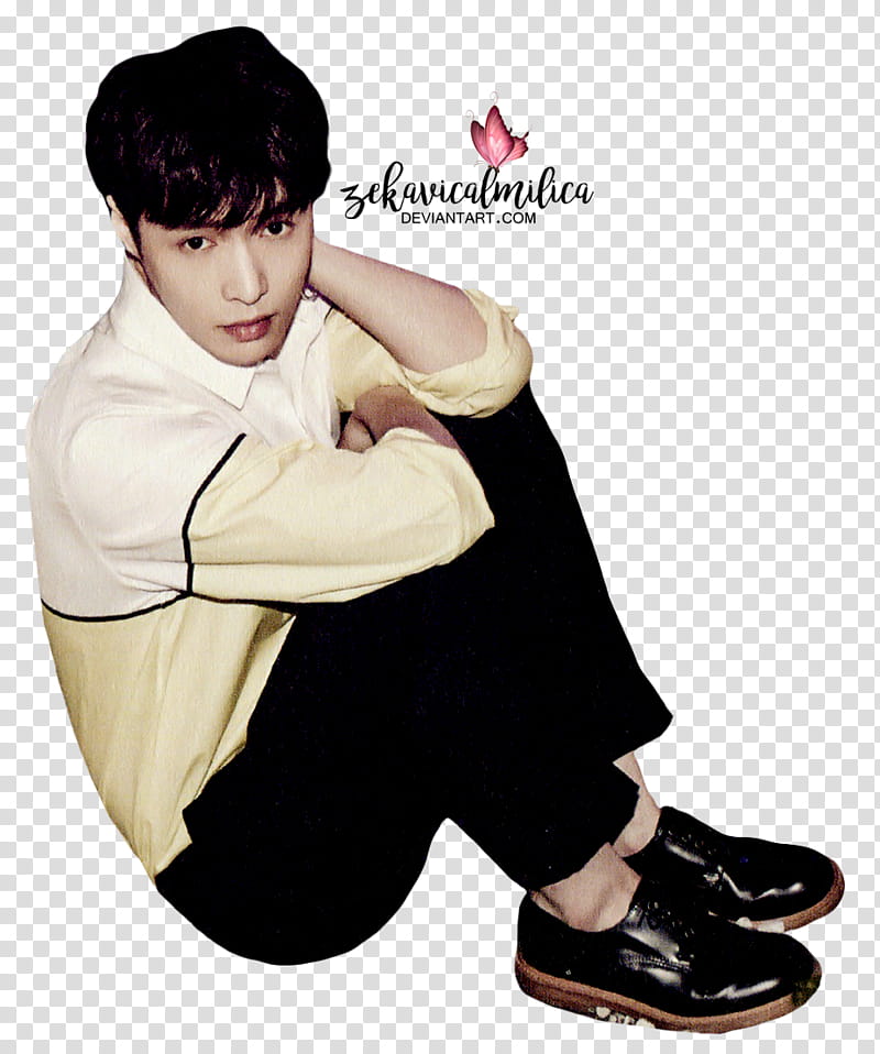 EXO Lay Love Me Right, sitting man holding neck transparent background PNG clipart