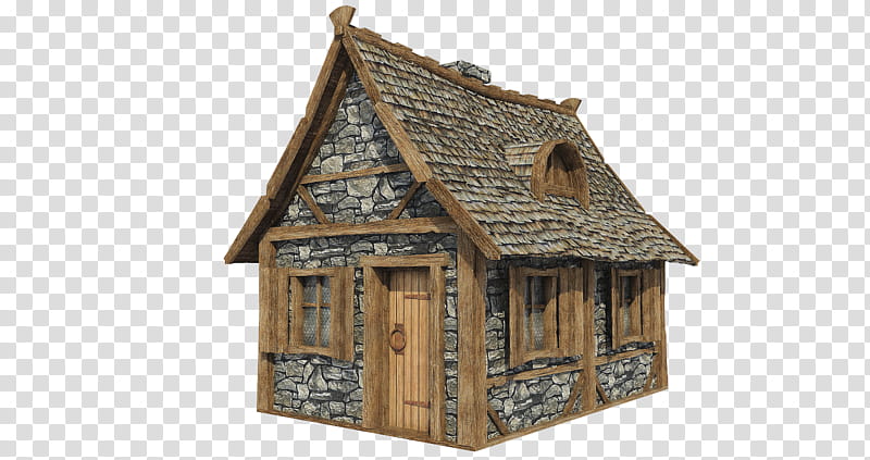 Medieval Hut A , brown and gray house transparent background PNG clipart