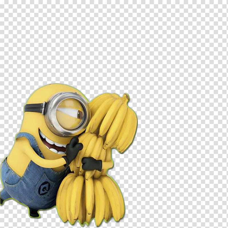 Minion hugging ripe banana transparent background PNG clipart