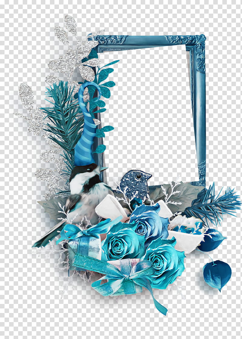 Christmas frame Christmas border Christmas decor, Christmas , Blue, Turquoise, Aqua, Plant, Rose, Cut Flowers transparent background PNG clipart