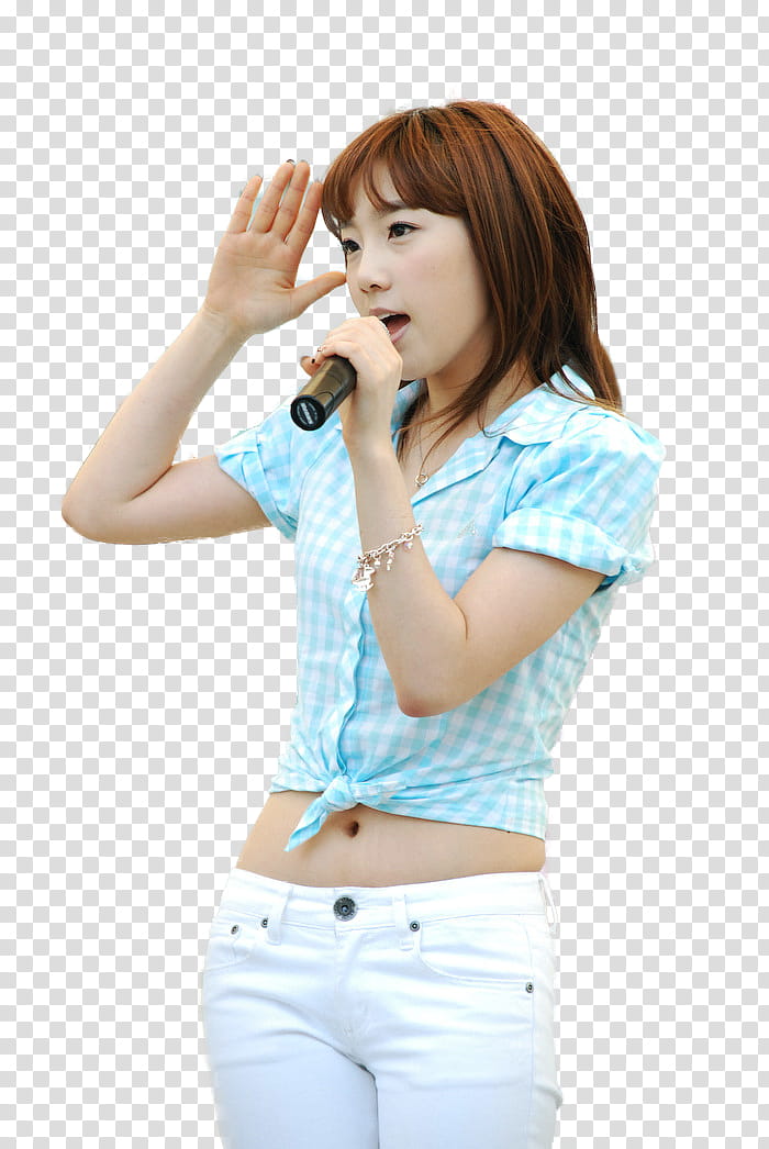 SNSD GEE LIVE  RENDER, woman singing while standing with blue background transparent background PNG clipart