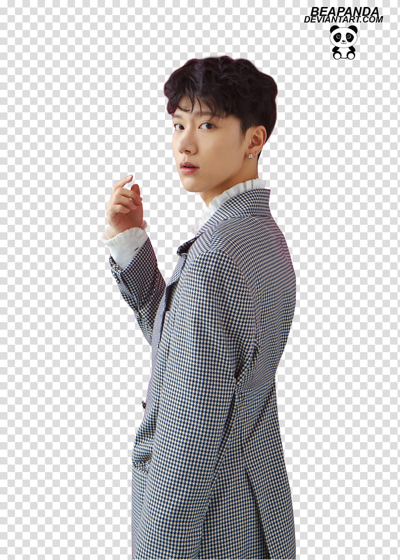 Ten NCT, man wearing checkered suit transparent background PNG clipart