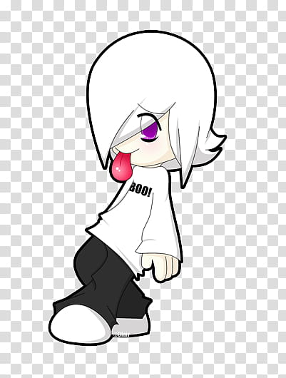 Chibi Human Boo, short-haired girl showing tongue illustration transparent background PNG clipart