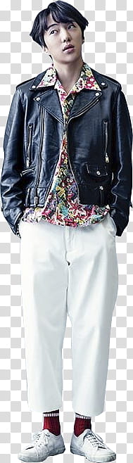 Winner CQ Korea , man wearing black leather jacket transparent background PNG clipart