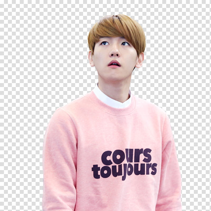 Baekhyun, man wearing pink sweater art transparent background PNG clipart