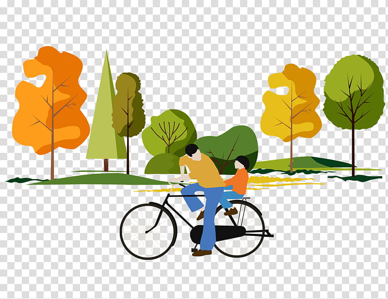 Yellow Flower, Human, Tree, Behavior, Cartoon, Bicycle, Leaf, Cycling transparent background PNG clipart