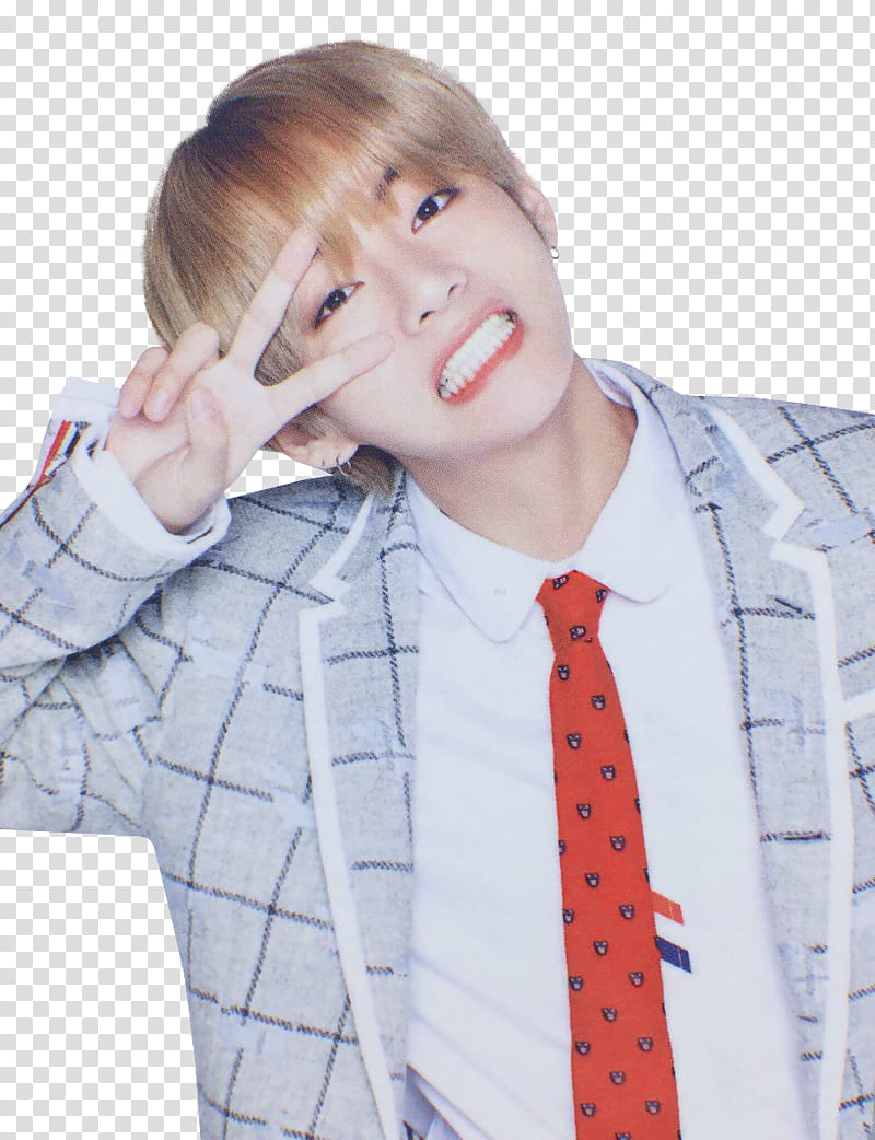 BTS, man doing peace sign transparent background PNG clipart