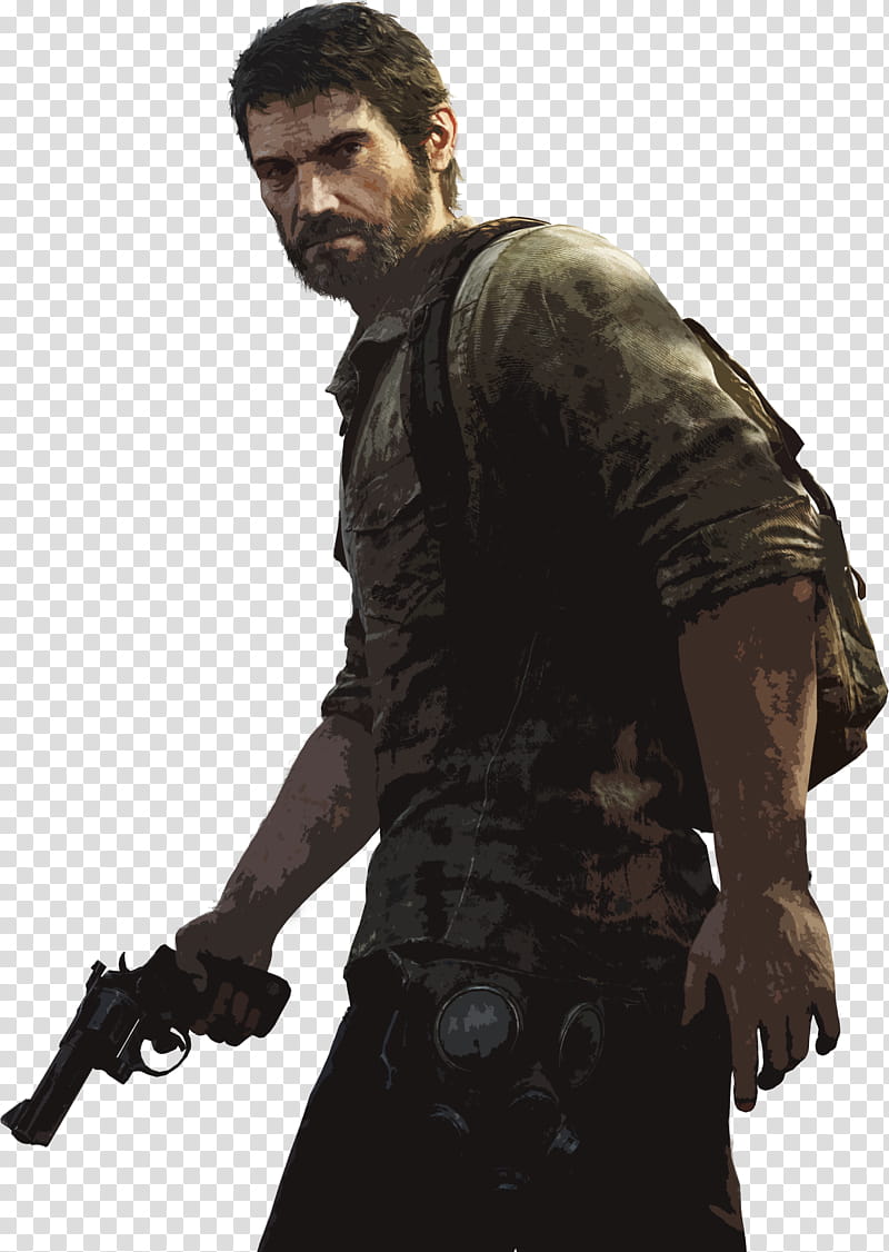 Joel Render, Joe from The Last of Us standing and holding pistol transparent background PNG clipart