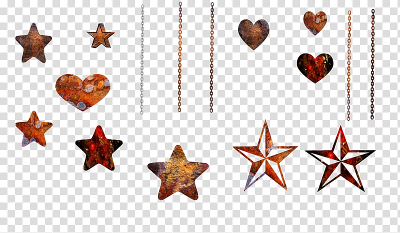 Stars and Hearts with chains, star decor lot transparent background PNG clipart