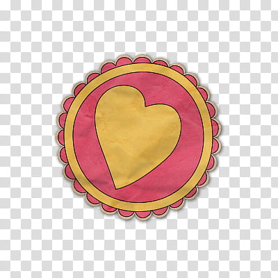 scrapbooking elements, yellow and pink heart sticker transparent background PNG clipart