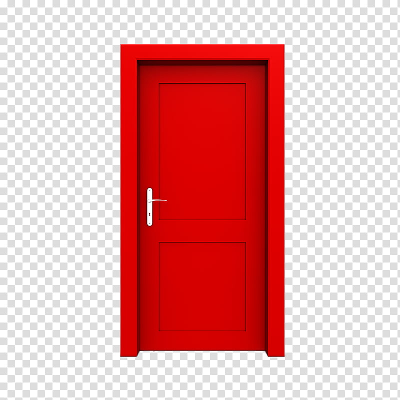 Doors, closed rectangular red -panel door illustration transparent background PNG clipart
