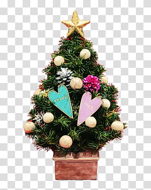 Christmas tree, Watercolor, Paint, Wet Ink, Christmas Decoration, Oregon Pine, Christmas Ornament, Colorado Spruce transparent background PNG clipart thumbnail
