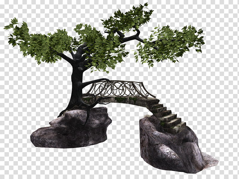 Elven Bridge, green and black tree transparent background PNG clipart