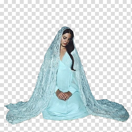 RNDOM, kneeling woman in light-blue dress and headscarf transparent background PNG clipart